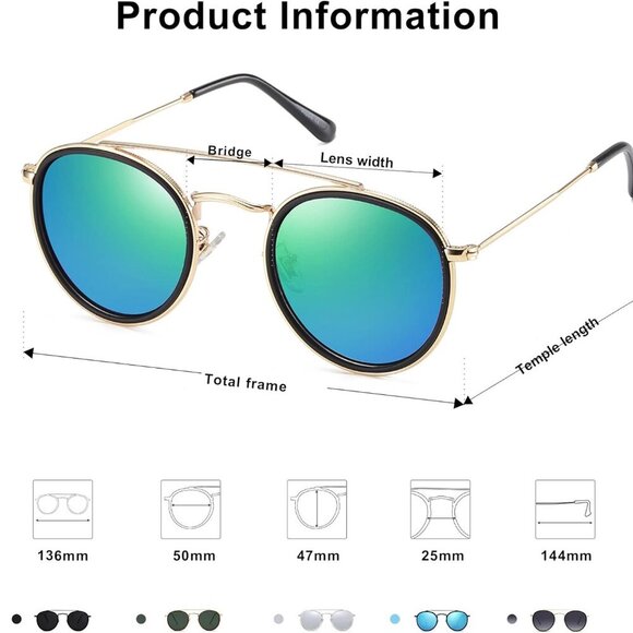 Retro Vintage Round Sunglasses Women Men Polarized UV400 Small Circle Sunnies - Picture 4 of 5